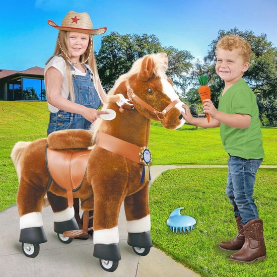 PonyCycle Unicorn Horse Toy Nutrition & Care Set, 5 Piece Assortment. Care Brush, Pet Brush, Carrot, Stickers, Name Plate, Girl Children Model U and Model van ponycycle — afbeelding 4