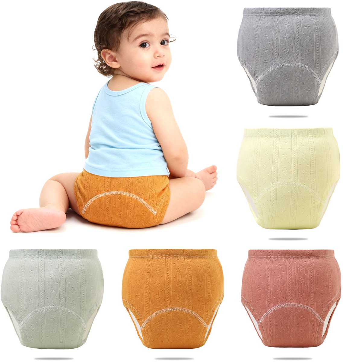 Baby oefenbroekjes - 5 stuks - M - maat100 - Geschikt voor 8-13 kg - Baby potjesbroekjes - Waterdicht - Katoen - Effen trainingsbroekjes - Wasbaar - Ademend en comfortabel - Gemakkelijk aan en uit te trekken
