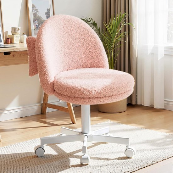 Homeoffice Draaistoel Fleece Roze zonder Armleningen - Homeoffice - €79,99