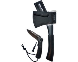 Mil-Tec professionele Bijl + Zakmes One hand knive paracord met fire starter en fluitje - Survival - Outdoor - Camping