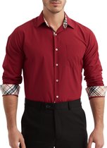 Chemise homme à poche poitrine - Manches longues - Coupe Comfort - Infroissable - Taille M - Bordeaux