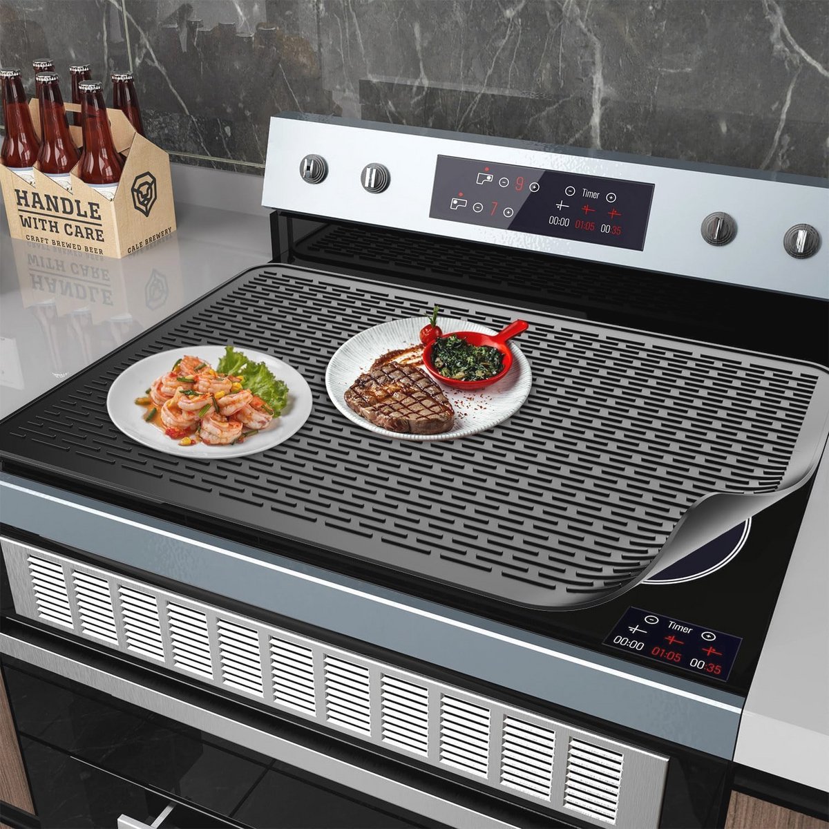 Siliconen Kookplaatafdekplaat 71 x 51 cm Hittebestendige Dekking voor Inductiekookplaten