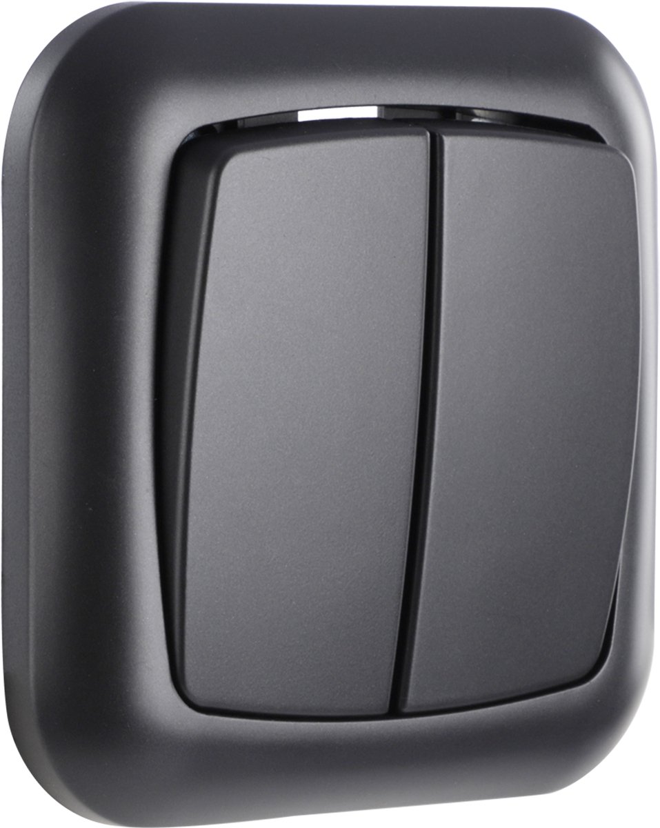 Q-link schakelaar - inbouw - serie - met afdekraam - zwart