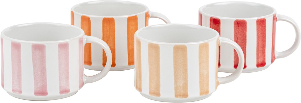Leopold Vienna - Koffiekop Franca - set van 4 - streepdessin