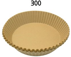 Set van 300 ronde papieren airfryer bakvormpjes 16 cm Fackelmann