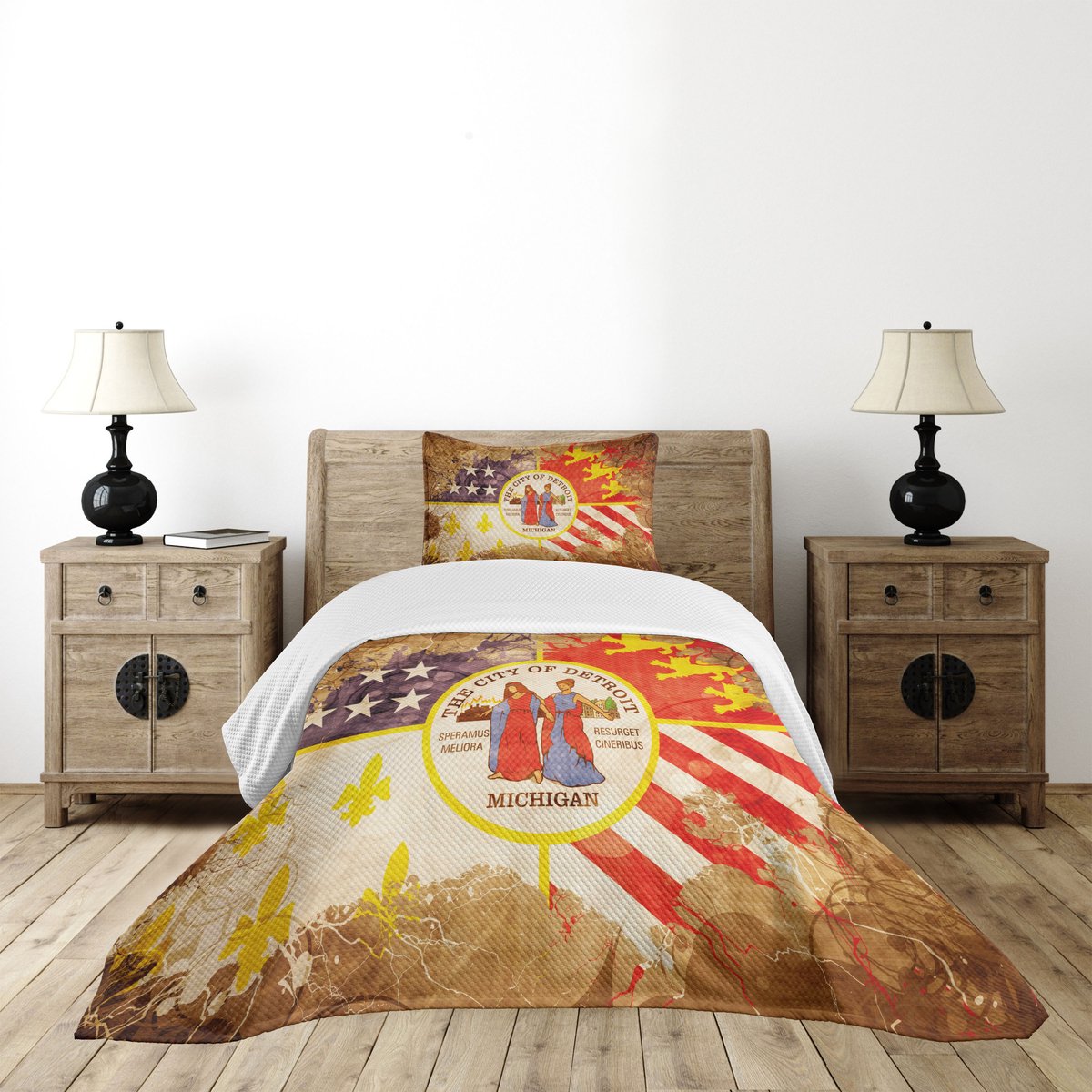 ABAKUHAUS Detroit – Sprei-set – Crème Blauw Rood – 170x220 cm – 1 Kussenhoes