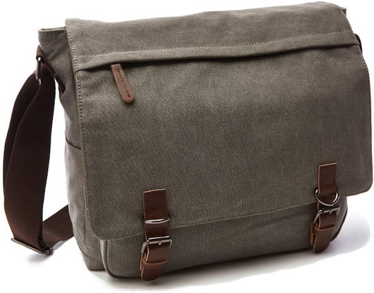 Stijlvolle Canvas Schoudertas voor Mannen - Laptop en Schooltas