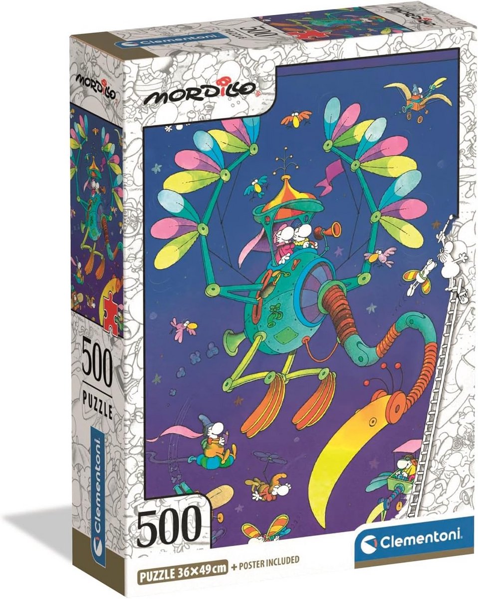 Puzzel van 500 Stukken voor Volwassenen en Tieners, Thema Comics Mordillo, Compacte Doos met Poster, Cadeau Idee voor Mannen en Vrouwen, Made in Italy