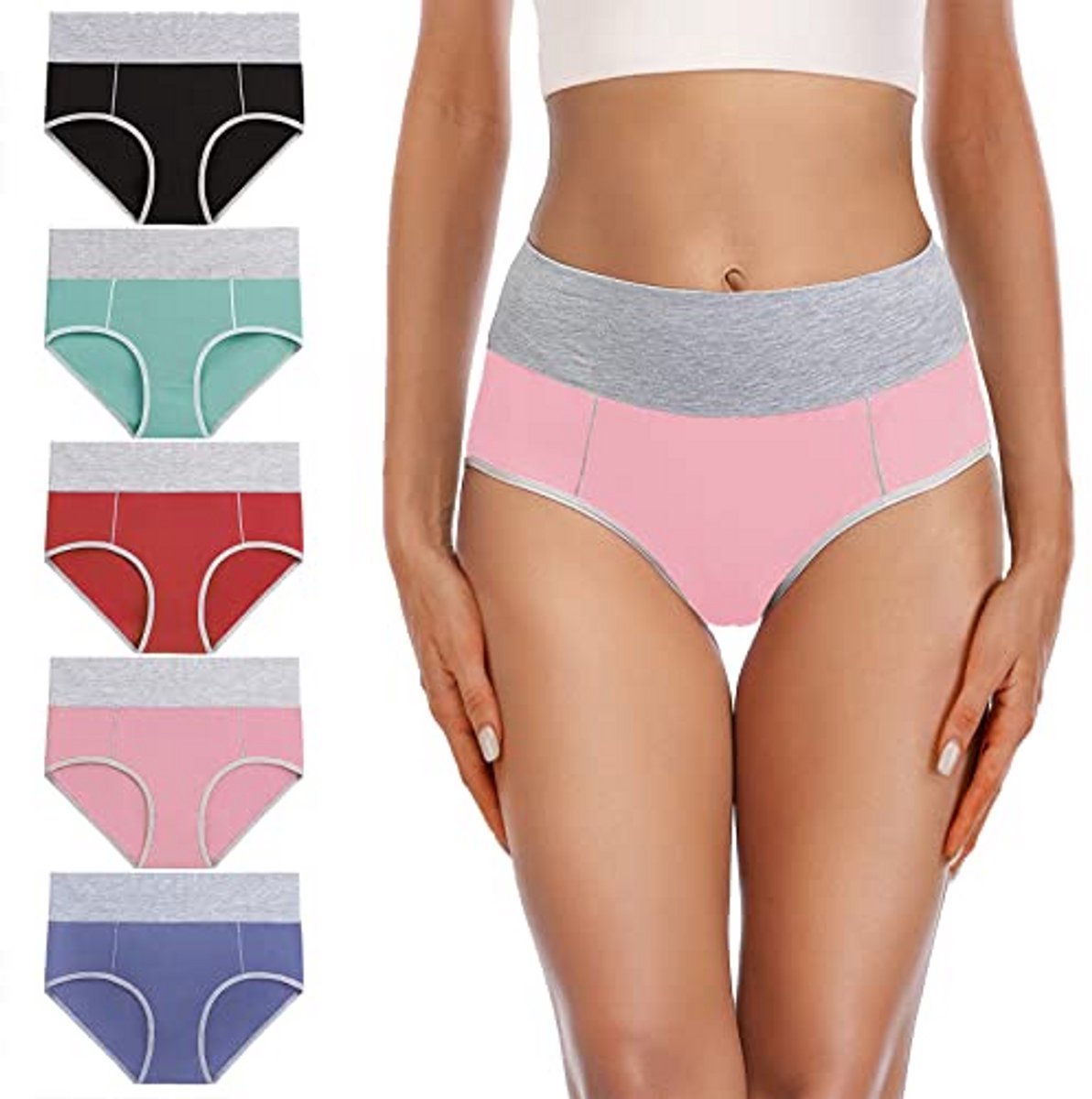 Dames Hoge Taille Slips Multipack - Comfortabel Katoenen Ondergoed voor Vrouwen