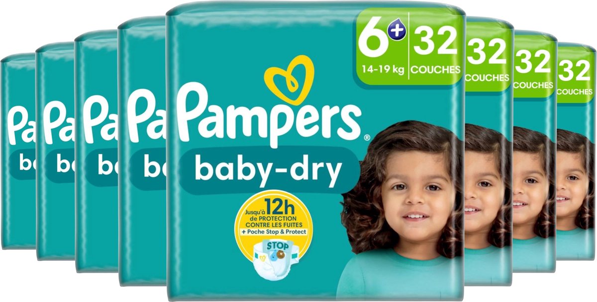 Pampers Baby-Dry luiers - Maat 6+ (14-19KG) - 256 luiers - Voordeelverpakking 8x32 stuks