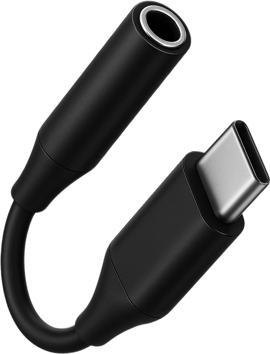 Image of Aux Naar USB C adapter – USB C Naar Aux Audio jack 3.5 mm Female – Aux USB C kabel - 11 cm – Zwart – WiseQ