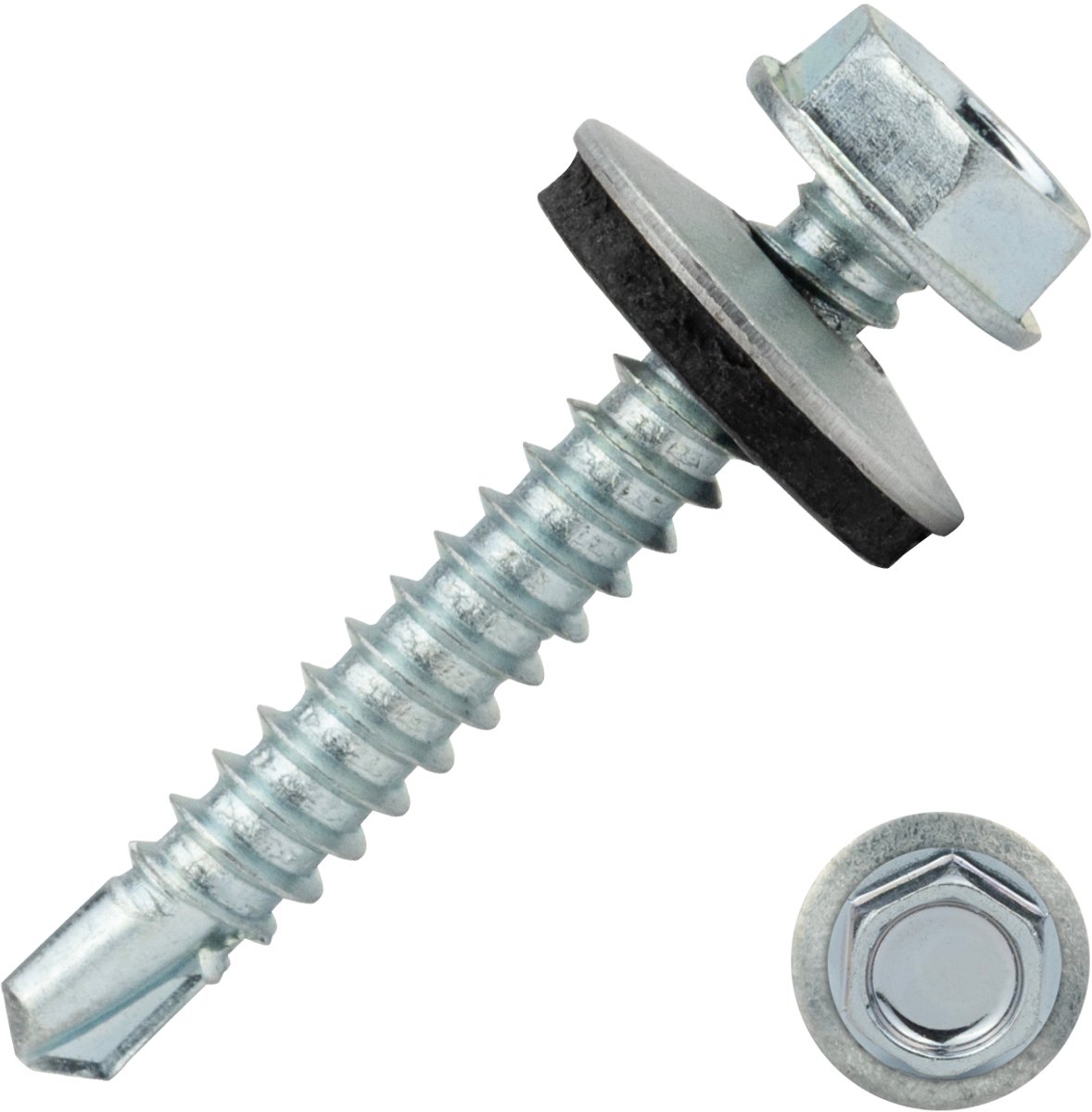 Zelfborende schroeven 4,8 x 32 mm Verzinkt Zeskantkop met 14 mm ring | Doos 200 stuks