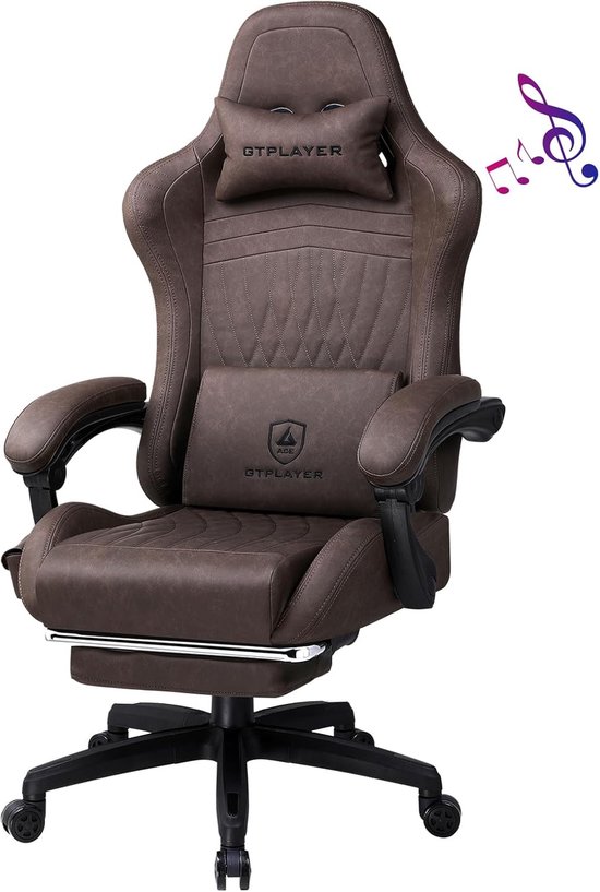 GTPLAYER - Leren Game Stoel - Met Voetensteun en Luidspreker