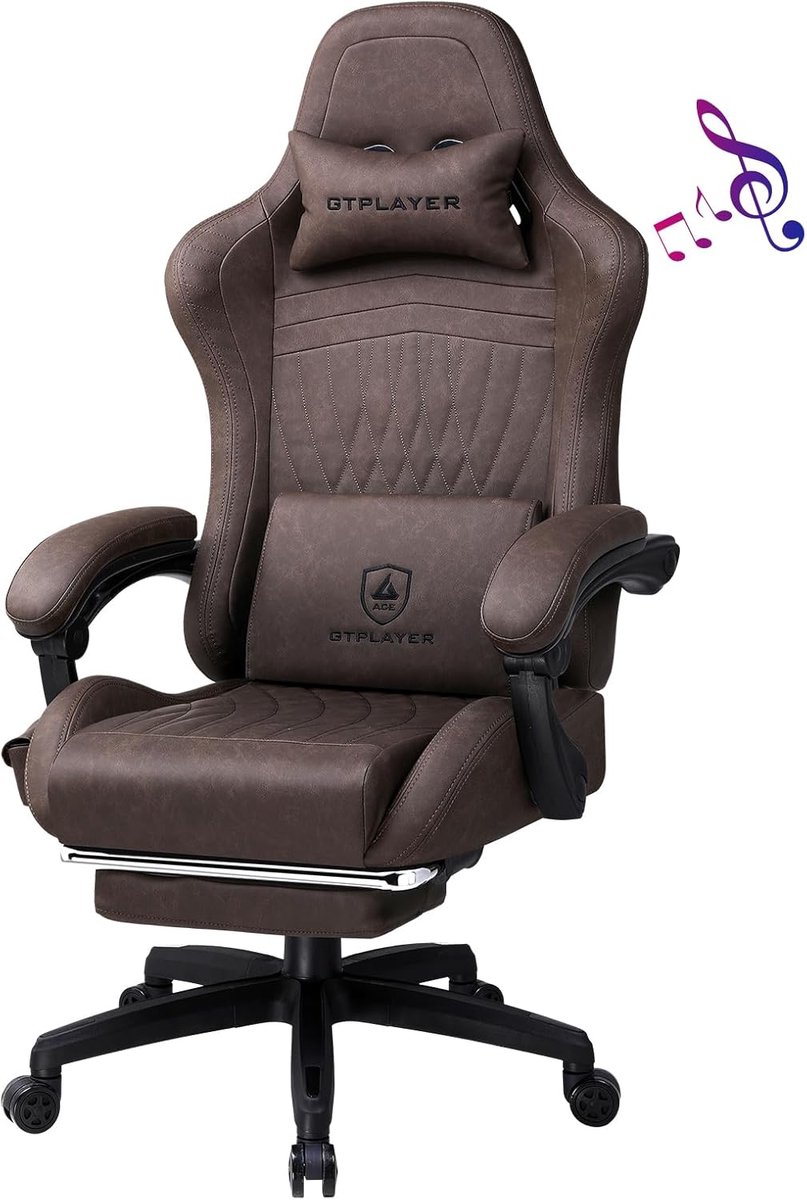 Leren game stoel, Ergonomische game stoel, bureau stoel met - Leren - €135,99