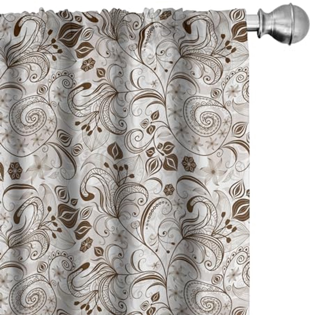 ABAKUHAUS Chocolade Voorhangen – Gordijnen – 2x75x245 cm – Bruin/Wit Bruin wit