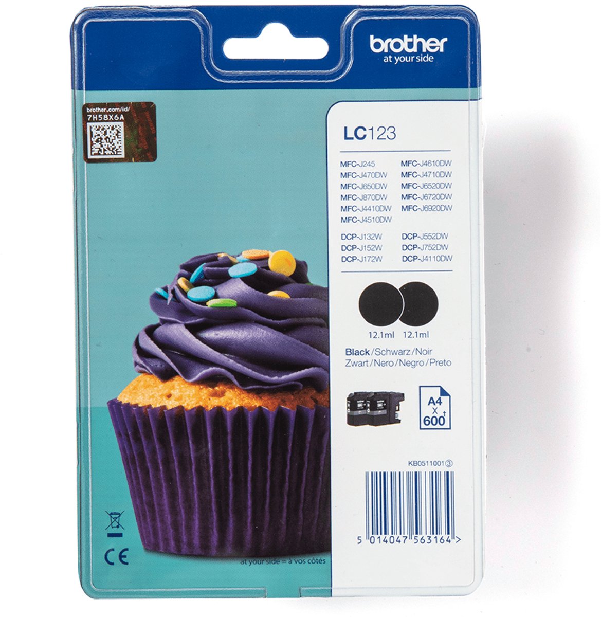 Brother LC123BKBP inktcartridge 1 stuk(s) Origineel Zwart