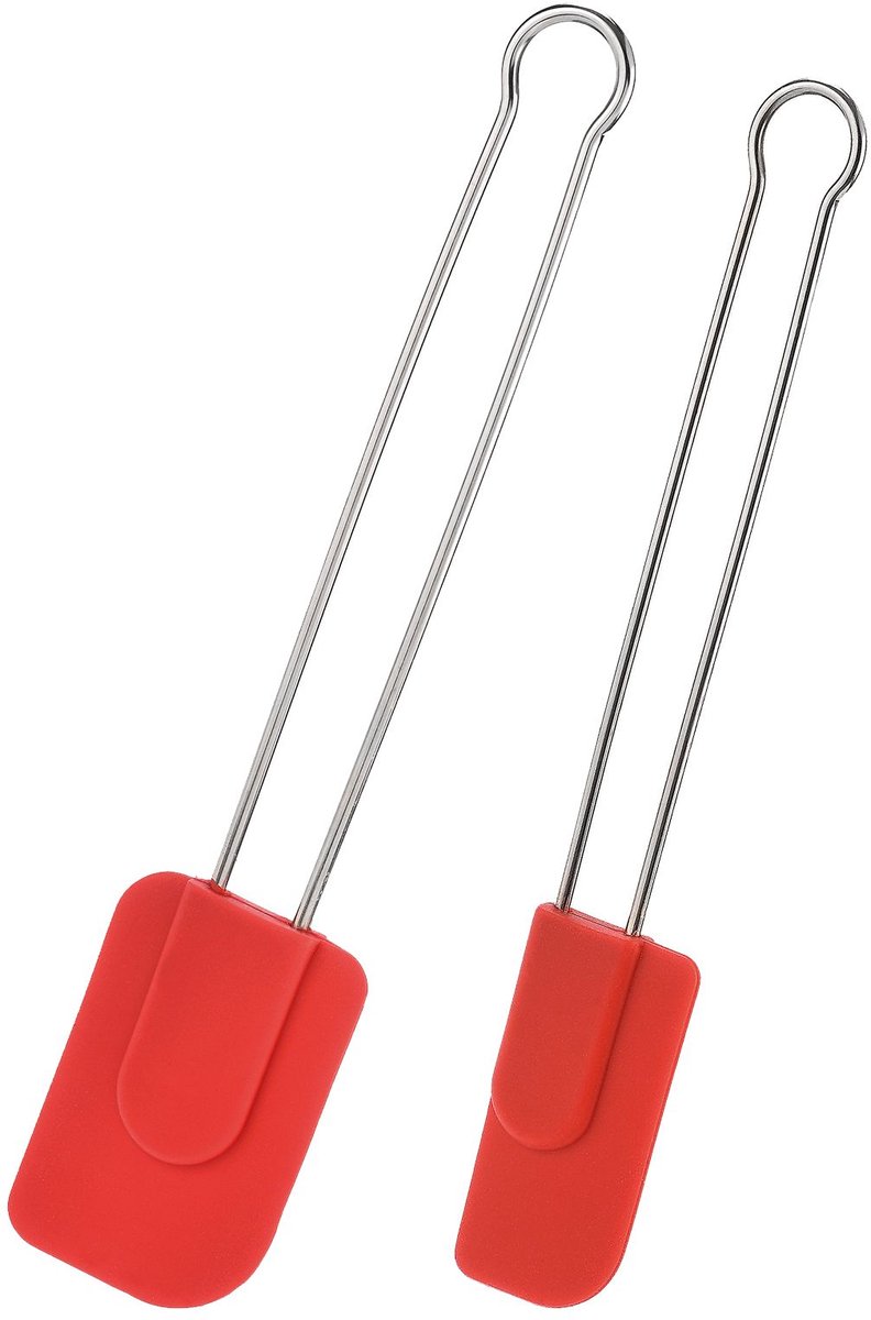 Westmark 2 kook- en deegspatels met siliconen kop, lengte: 22,5 cm/28,5 cm, siliconen/roestvrij staal, siliconen, rood/zilver, 154622E7
