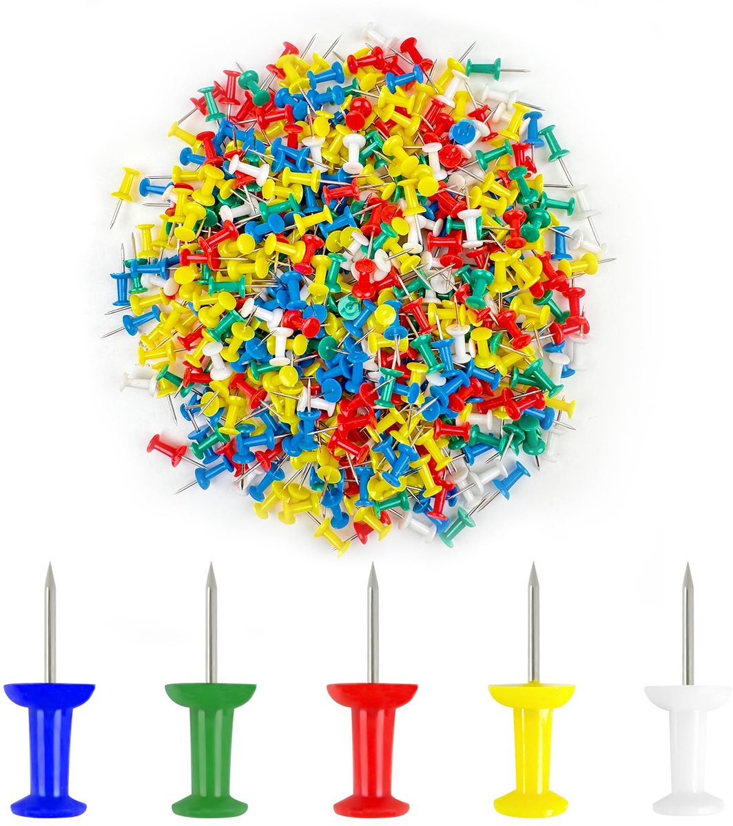 IMPERATORIS® Prikspelden - Ronde Kop-Spelden - Kaart Pushpins - Nagelspelden - Gekleurde Kop Punaises - Voor Doe-het-zelf Wandkaarten - Bulletin Board - Creatieve en Kleurrijke Prikspelden voor Hangtacks - 600 Stuks