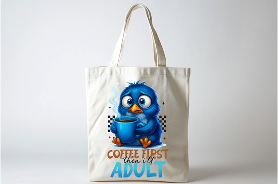 Sac Fourre-tout CAFÉ D'ABORD PUIS JE SERAI ADULTE - Amusant - Sarcasme - JoyeuxNoëlFestif - Noël - Drôle - Sarcasme - Cadeau - Présent - Café