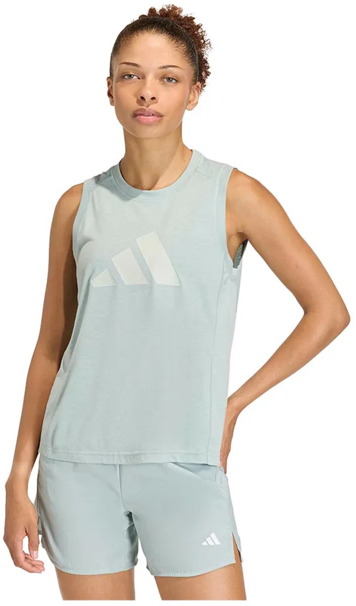 Adidas Train Essentials Big Performance Logo Training Mouwloos T-shirt Vrouw Zilver