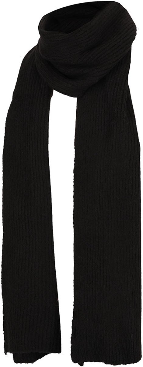Heat Essentials - Ribgebreide Sjaal Dames - Zwart Melange - Cashmere Look - Nekwarmer - Shawl Dames - Omslagdoek Dames
