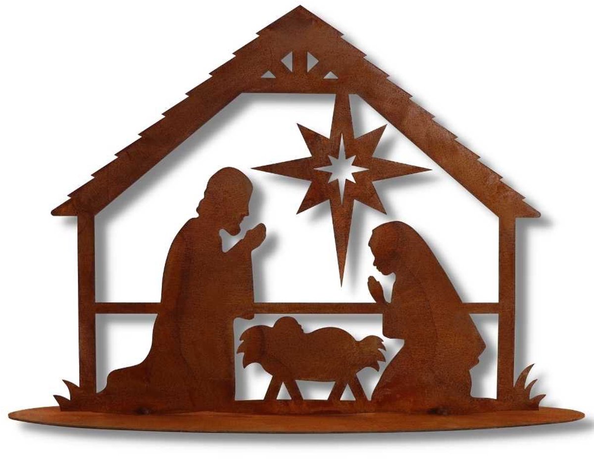 Handgemaakte Rustieke Metalen kerststal - kerstkribbe - stalleke / kerststalleke 40X28X10 cm