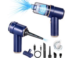 Draadloze 3-in-1 Handstofzuiger – Mini Elektrische Persluchtreiniger & Stofblazer – Oplaadbaar – Voor Huis, Auto & Huisdierenhaar – Blauw (Basismodel)