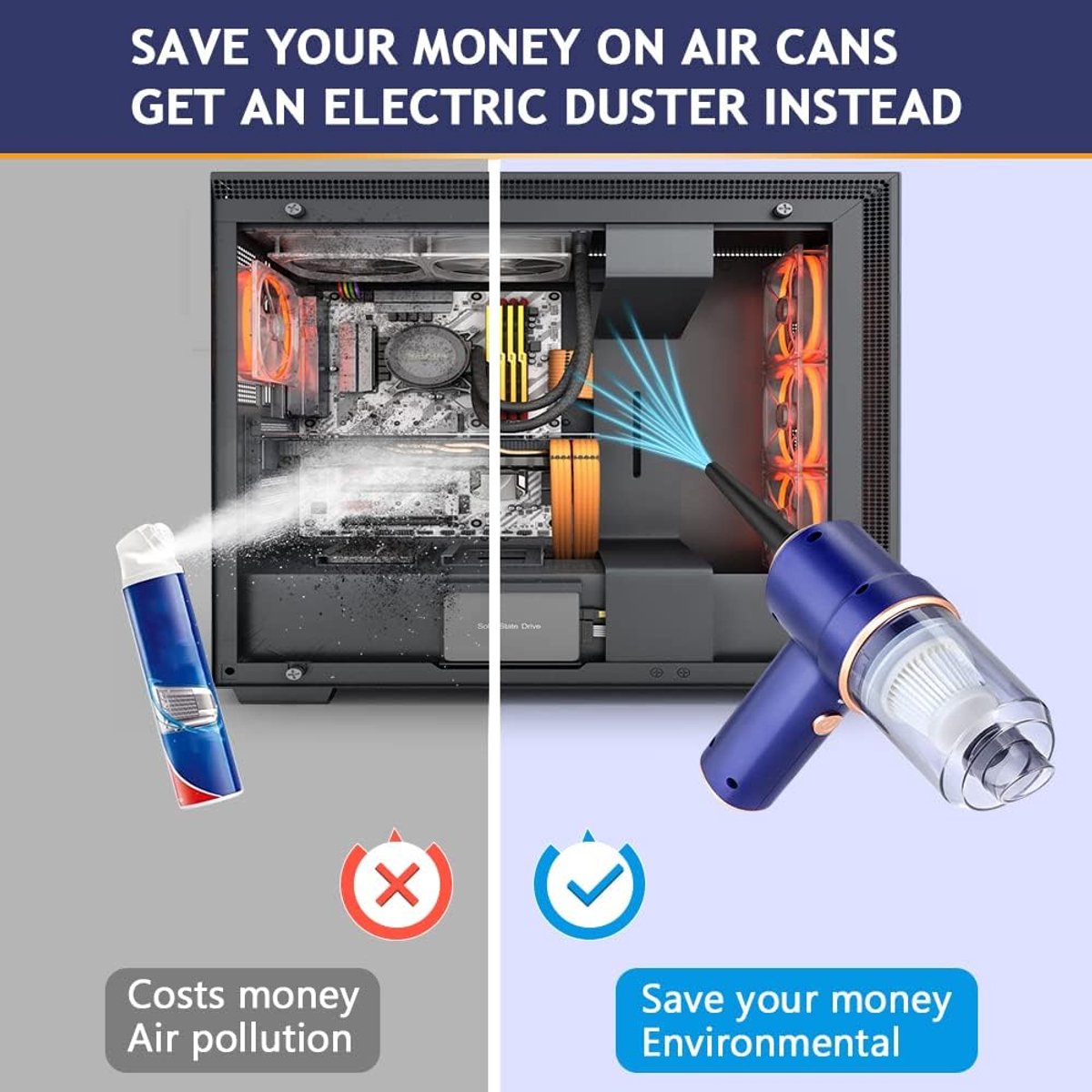 Tongxiang Draadloze 3-in-1 Handstofzuiger Mini Elektrische Reiniger Blauw - afbeelding 2