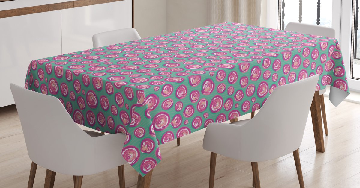 ABAKUHAUS Roze stippen tafellaken – Satijn – 140×200 cm – Roze, bleekroze