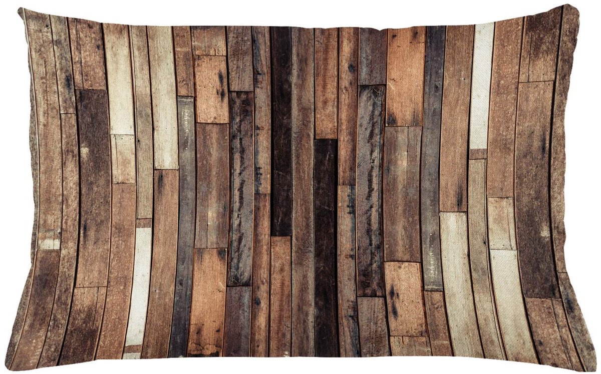 ABAKUHAUS Kussenhoes Houtenlook – Rustieke stijl – 65x40 cm – bruin