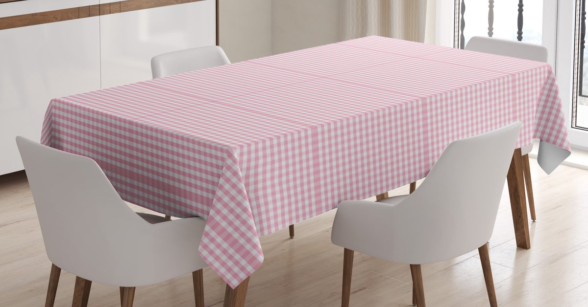 ABAKUHAUS Picknicktafelkleed – Satijn 140x170 cm – Babyroze/Wit