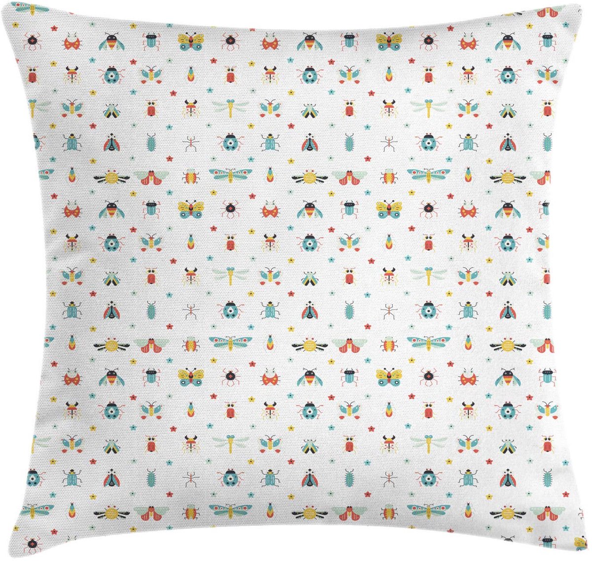 ABAKUHAUS Insecten-kussenhoes – 40x40 cm – Bedrukt aan beide zijden, rits Wit