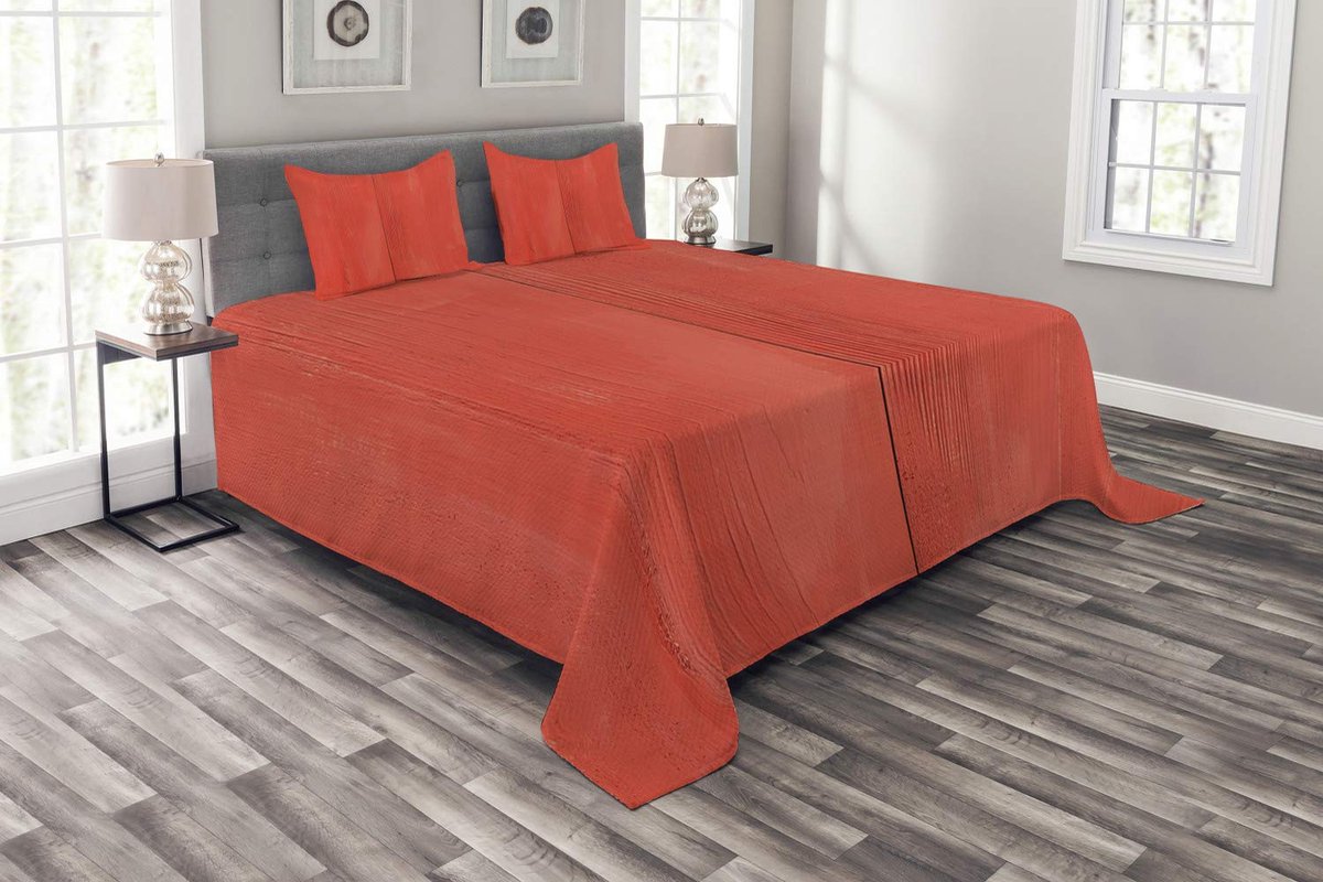 ABAKUHAUS Koraal bedsprei-set – 264x220 cm, 2 kussens, donker koraal