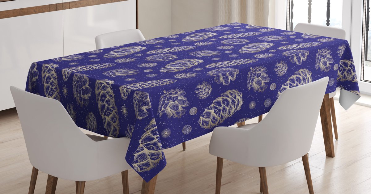 ABAKUHAUS Abstract Tafelkleed – Indigo & Pale Tan – 140x240 cm