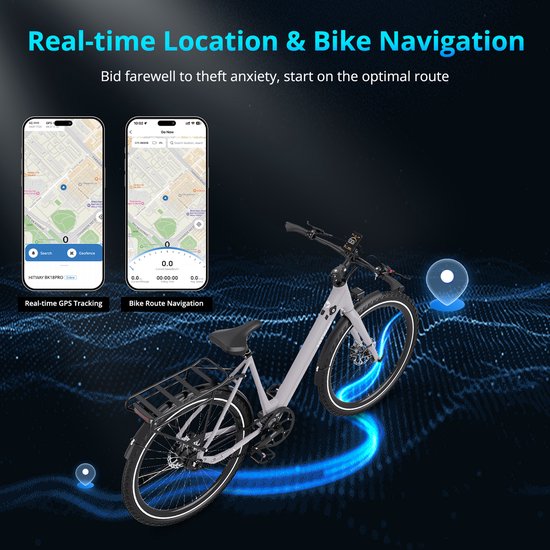 Hitway Elektrische Fiets BK18 Pro - Trendy 28 Inch City Commuter EBike met Afneembare 36V 10.4Ah Lithium Batterij - Mountain E-Bike met 250W Motor - APP Bediening - IP54 Waterdicht van Hitway — afbeelding 5
