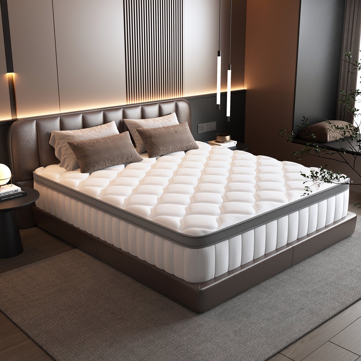 Elekiatech Matras 90 x 200 cm - 25 cm dik - Eenpersoonsmatrassen - Anti-Allergische - Pocketvering Matras met 9-laags Composietstructuur
