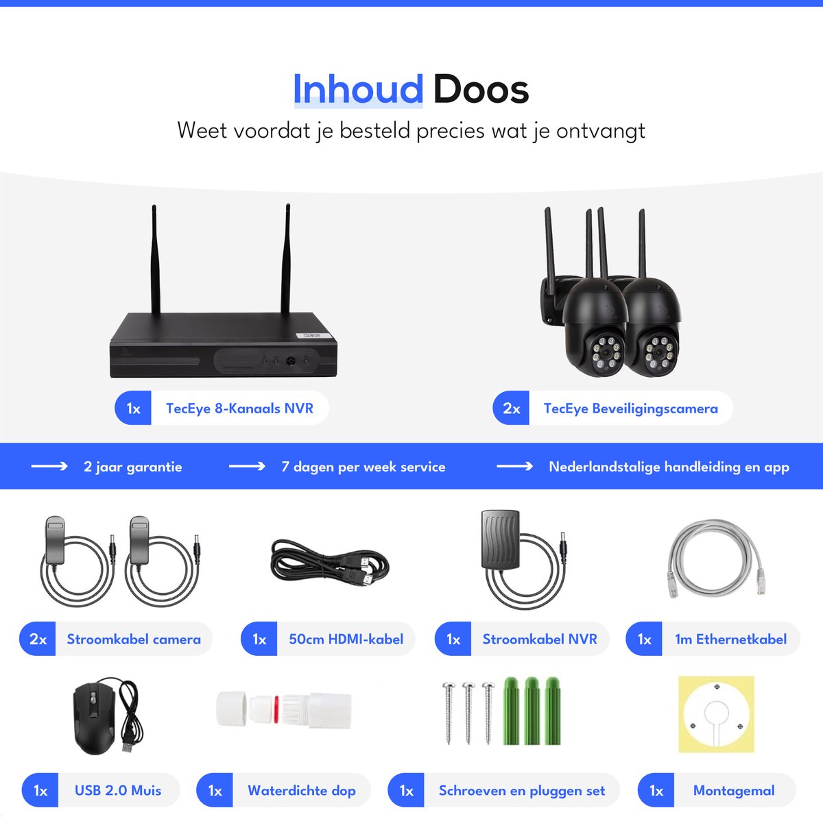Teceye PTZ Camera Systeem Beveiligingscamera Draadloos Buiten 355° Zoom - afbeelding 2