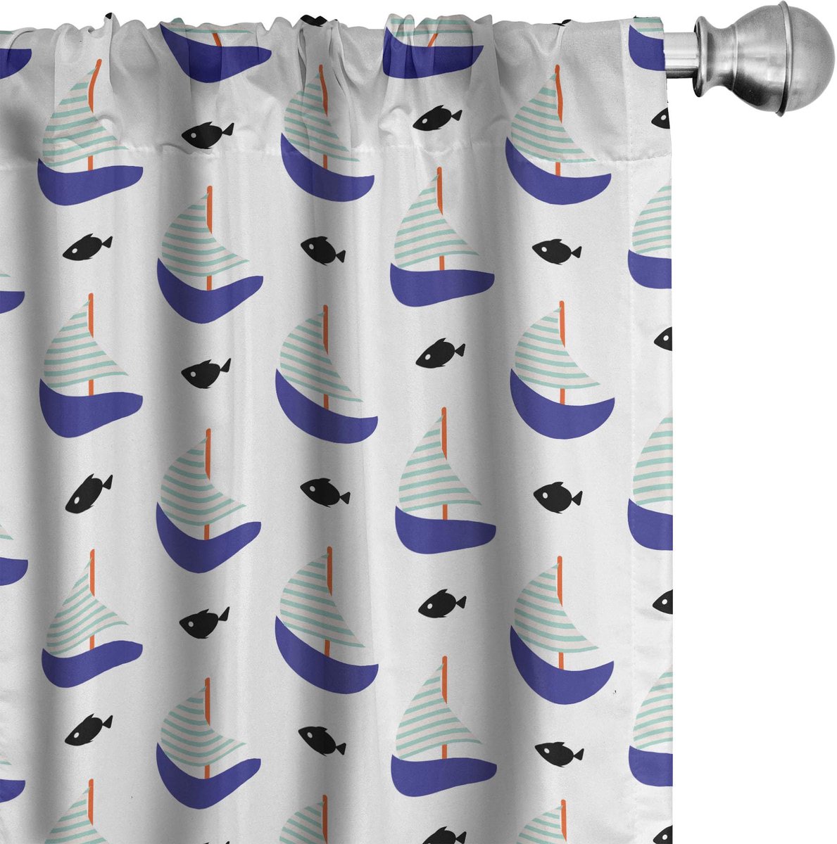 ABAKUHAUS Zeilboot Voorhangen – Minimalistisch – 2x75x245 cm – Paars/Blauw Violetblauw