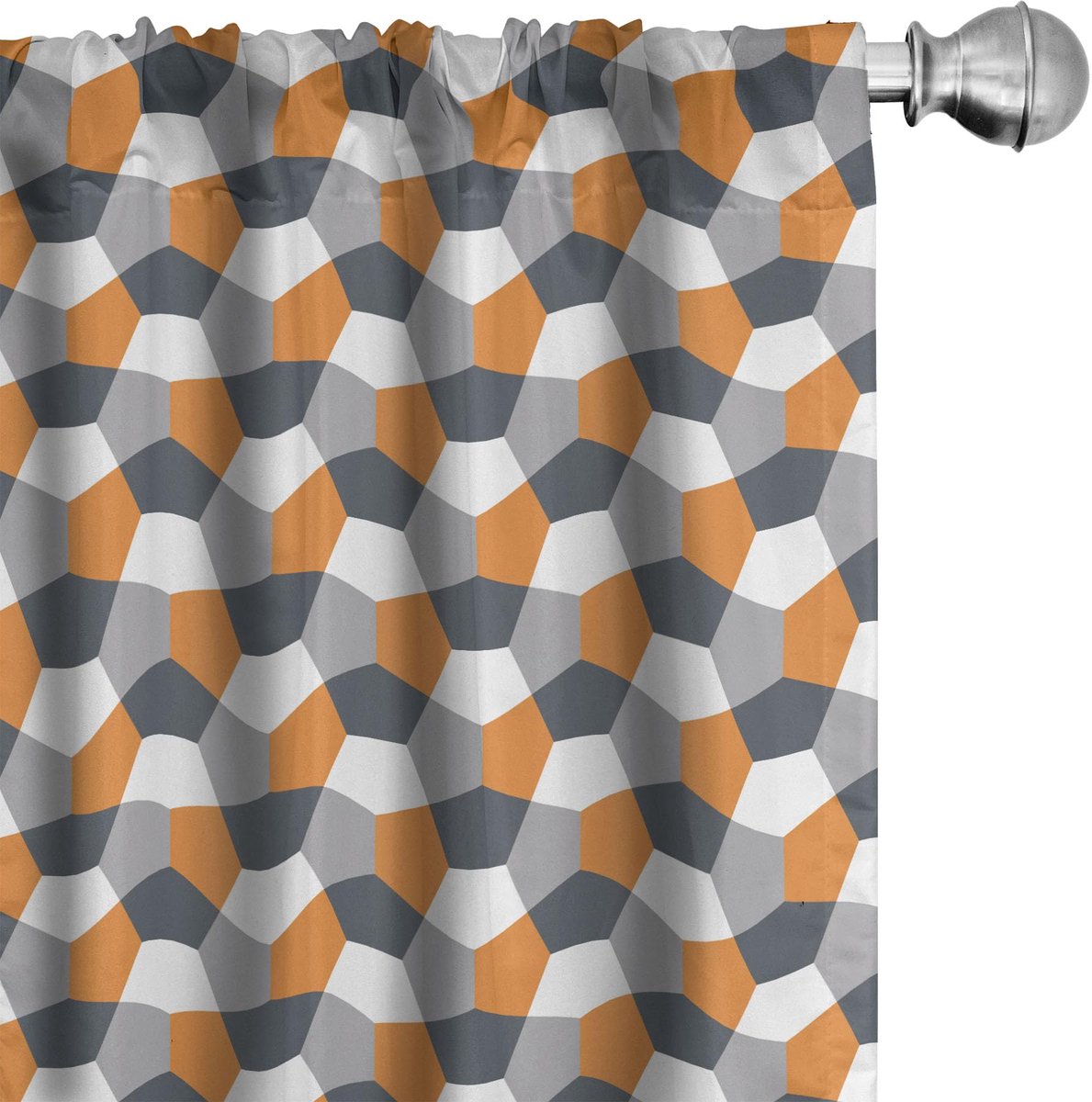 ABAKUHAUS Abstrakt Gordijnen – 2x Panelen 75x245 cm – Microfaser – Donkergrijs Grijs Oranje Charcoal Grijs Oranje