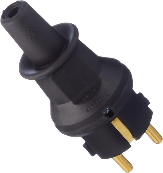 Spatwaterdichte geaarde stekker met knikbescherming - IP44, 250V, 16A