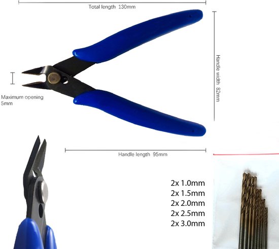 Mini coupe-fil de précision Plato jusqu'à 1 mm² avec jeu de forets pour bois et métal - Stylo 3D - Bijoux / Électronique / Artisanat Filles et Garçons / Impression 3D / Hobby