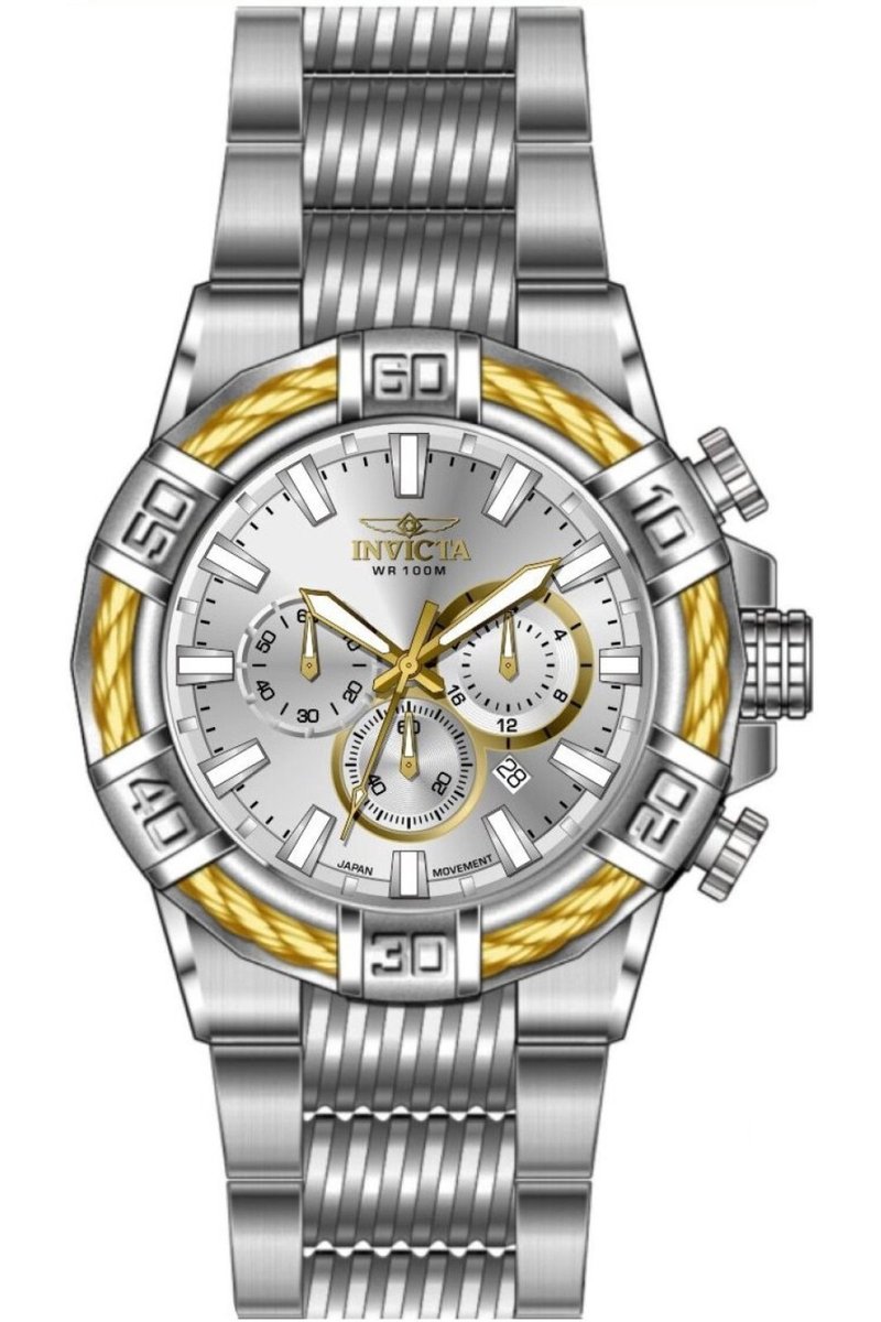 Invicta Bolt 49901 Heren Horloge - Waterdicht - Analoog - Quartz Uurwerk - Roestvrij Staal met zilveren Wijzerplaat - 51mm