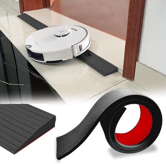Zelfklevende Drempelhelling - Siliconen Oprijplaat - Rubberen drempelhelling voor deuropeningen - Antislip - 1x5 x100 cm - voor robotstofzuiger, e-scooter, Rolstoel - Kinderwagen,Rollator Of E-Scooter - zwart