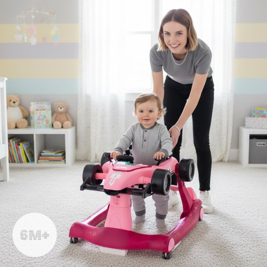 sun baby Loopstoel, baby walker vanaf 6 maanden, verstelbare hoogte, geluiden, lichten, spiegels - Roze van Sun Baby — afbeelding 4