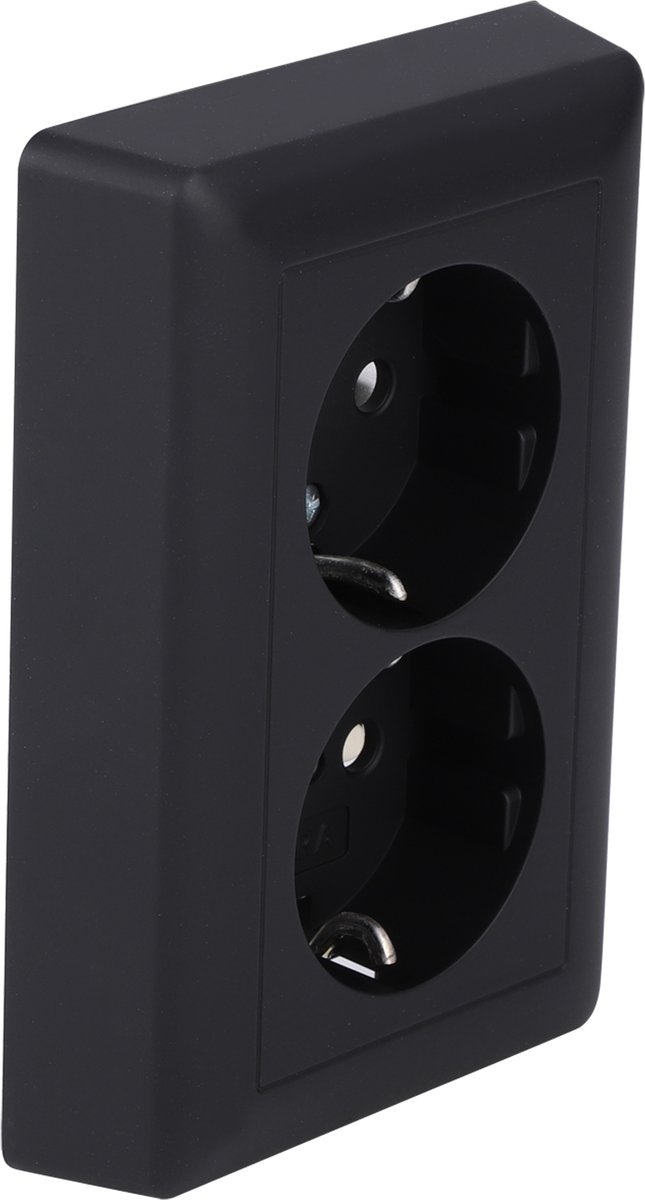 Gira E2 contactdoos - inbouw - 2-voudig - randaarde - zwart