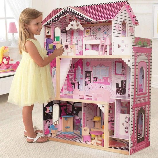 ROBUD Houten poppenhuis , Boho stijl, poppenhuis , speelgoed voor