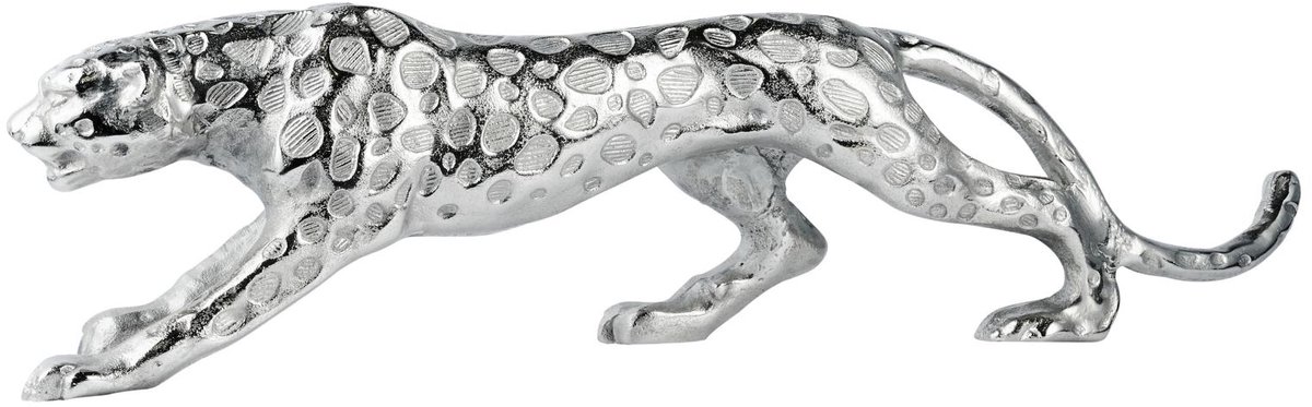 Michael Noll - Luipaard beeld - Decoratief panter beeld - Zilver - Maat XL - Lengte 75cm