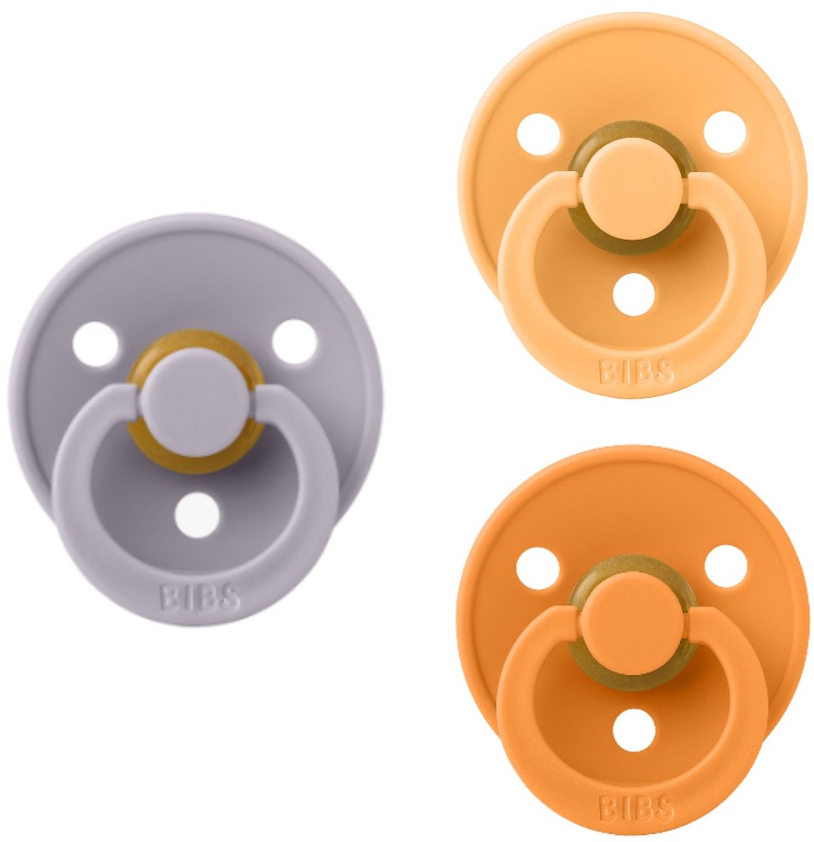 BiBS - Colour Collection - Maat 2- Latex - Fopspeen - 3 stuks - Pumpkin - Peach - Fossil Grey