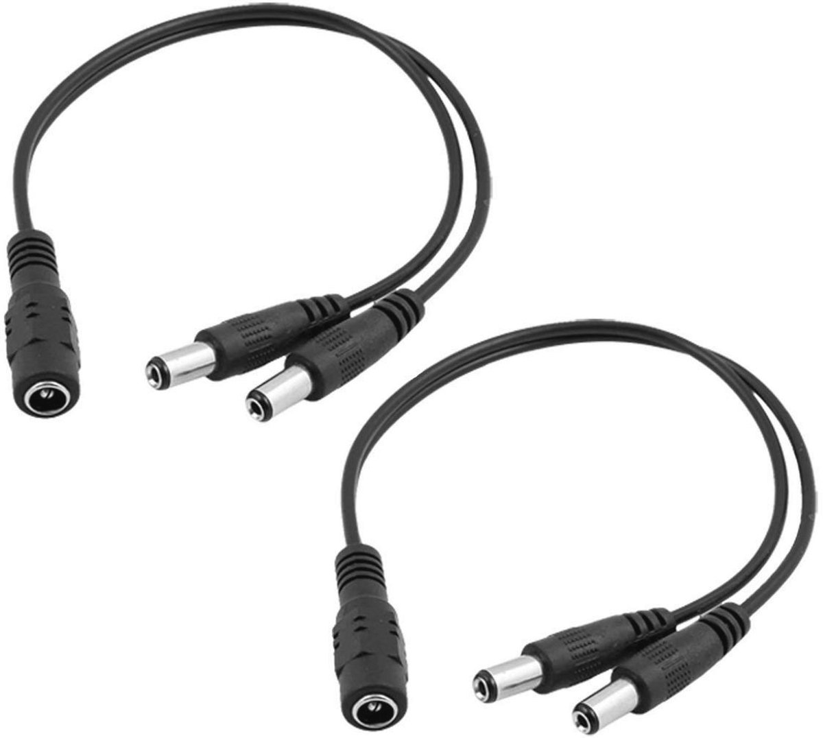 DC Power Splitter Kabel Vrouwelijk naar Mannelijk 5.5mm X 2.1mm voor CCTV en LED Strip Licht - 2pack