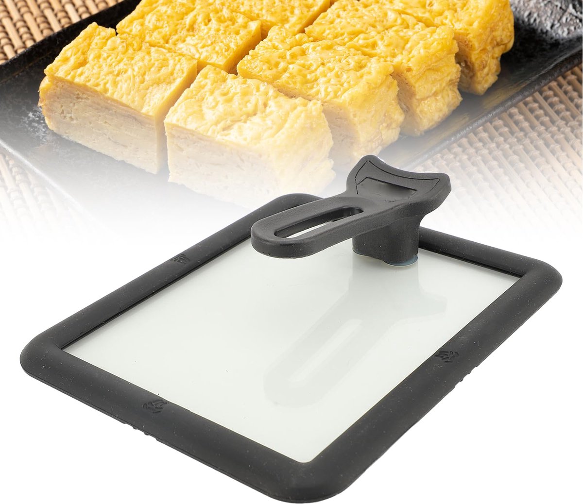 Rechthoekig Glazen Pannendeksel, Tamagoyaki Eierpandeksel, Verdikt Gehard Glazen Deksel met Siliconen Rand, Universele Pannen geschikt voor Omeletpannen, vervanging van Glazen